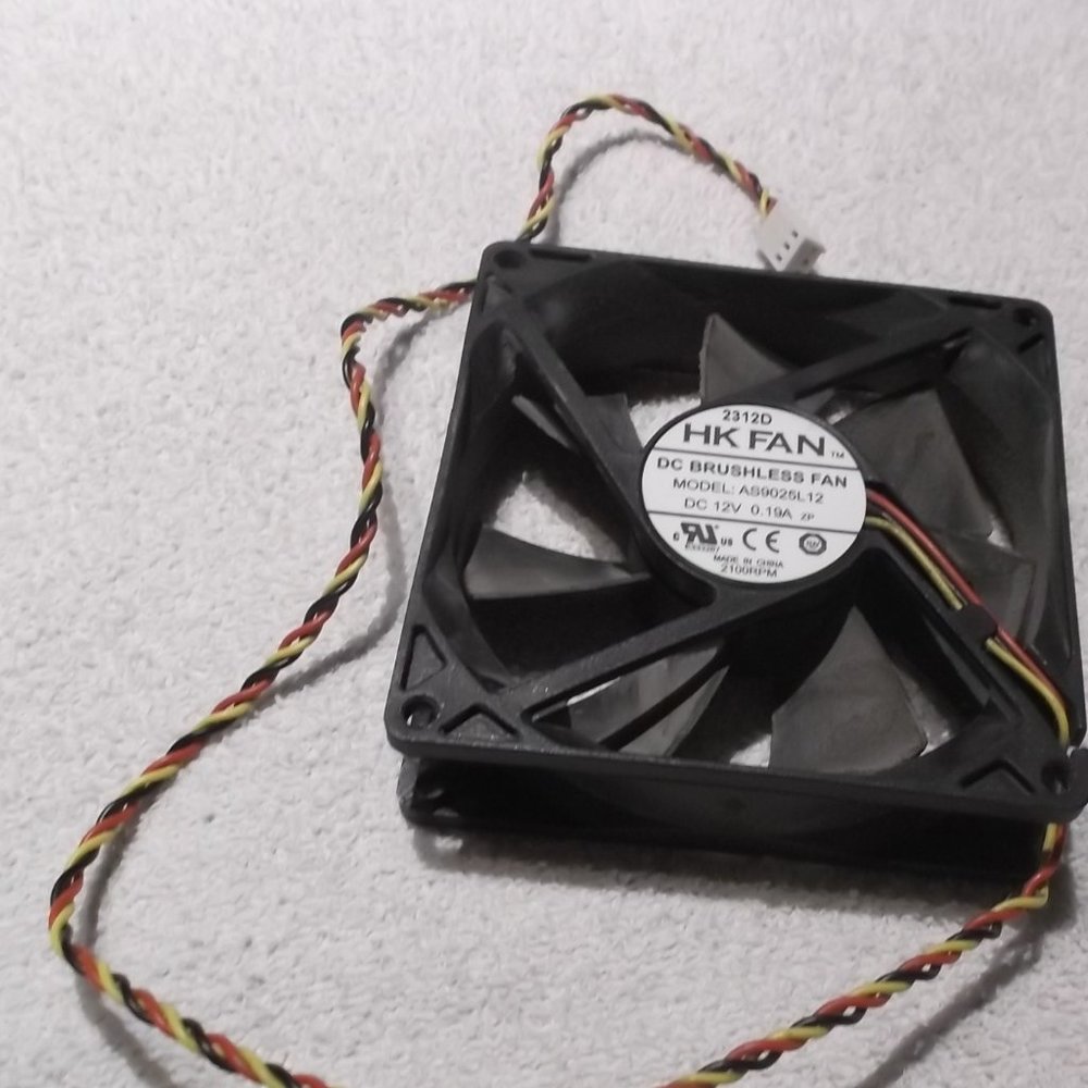 2312D HK Fan TM DC Brushless Fan Model: AS9025L12 DC 12V 0.19A China 2100 RPM